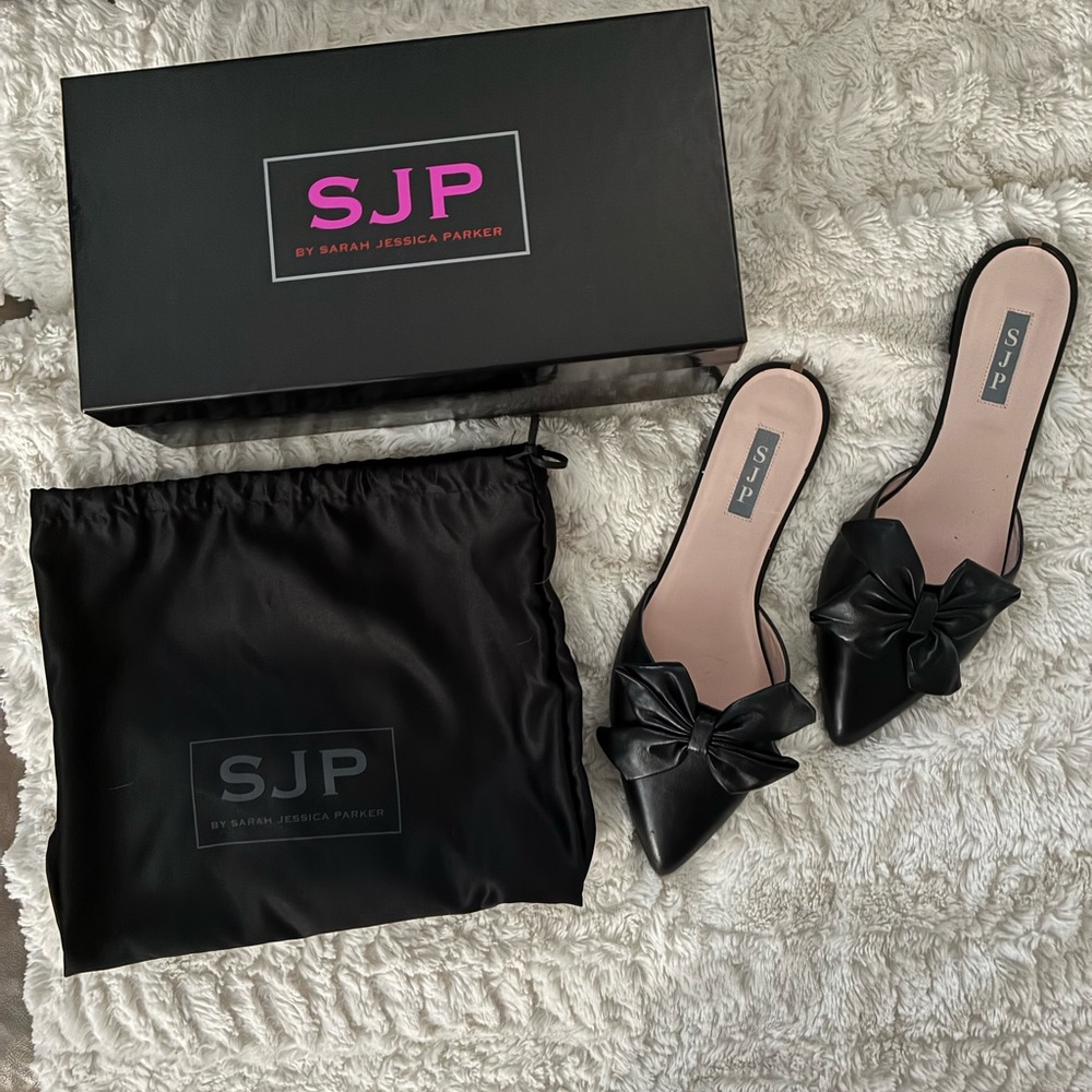 SJP by Sarah Jessica Parker Black Bow Mules